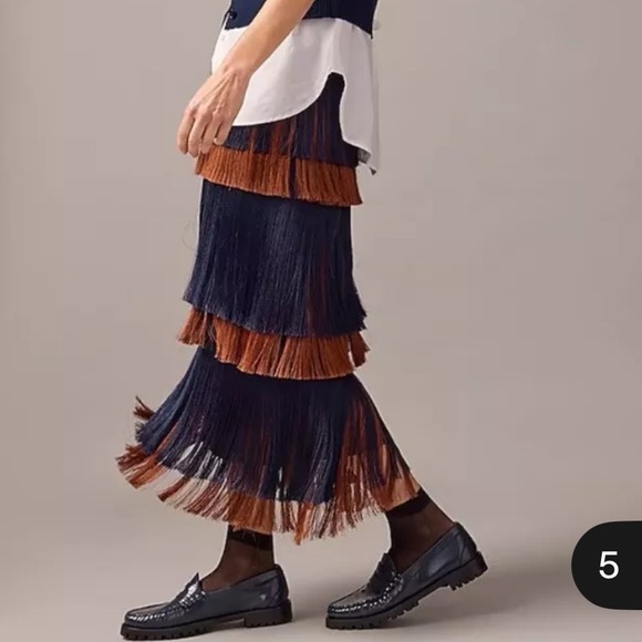 NWT J.Crew Collection Multicolored Fringe Skirt - Picture 3 of 6